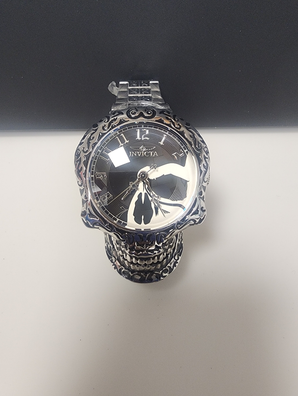 RARE INVICTA SKULL 50MM AUTOMATIC SKELETONIZED WATCH  IN SILVER